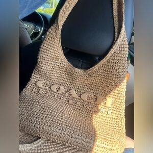 Coach Tan Brooklyn Straw Bag w